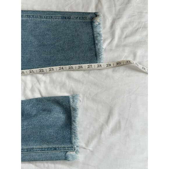 Women's Hollister Curvy Ultra High-Rise Mom Jean Ripped, Frayed, Light Wash, 27 - Picture 6 of 7